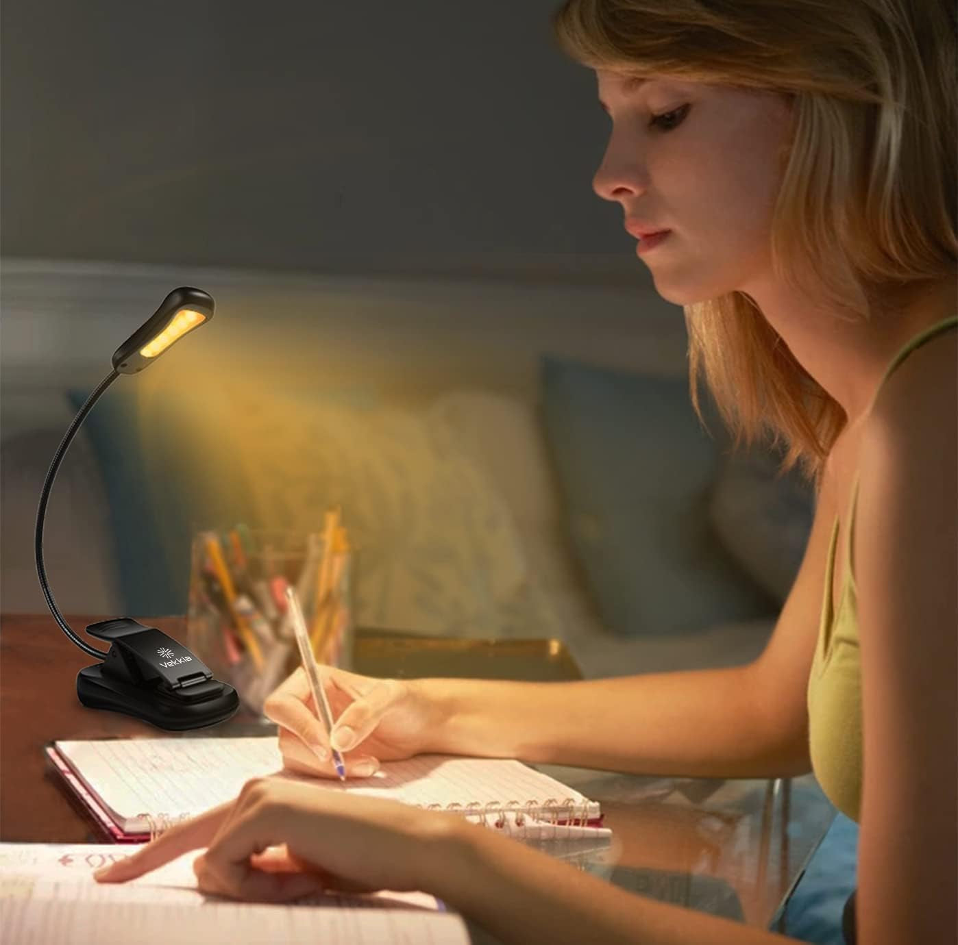 Vekkia Rechargeable 3000K LED Book Light, Easy Clip on Reading Lights for Reading in Bed. Perfect for Readers.