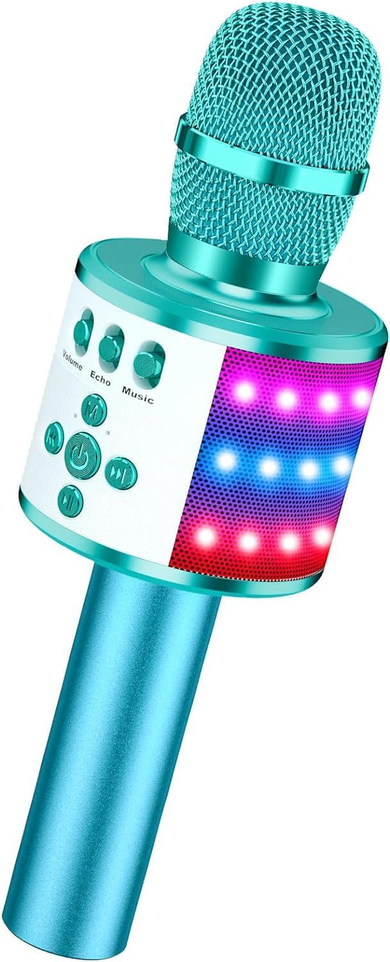 BONAOK Karaoke Microphone for Kids & Adults - Bluetooth Singing Mic with Disco Lights, Echo Effect, Built-In Speaker Portable for Party Travel Gifts Multipurpose Condenser Microphone Q78(Gold)