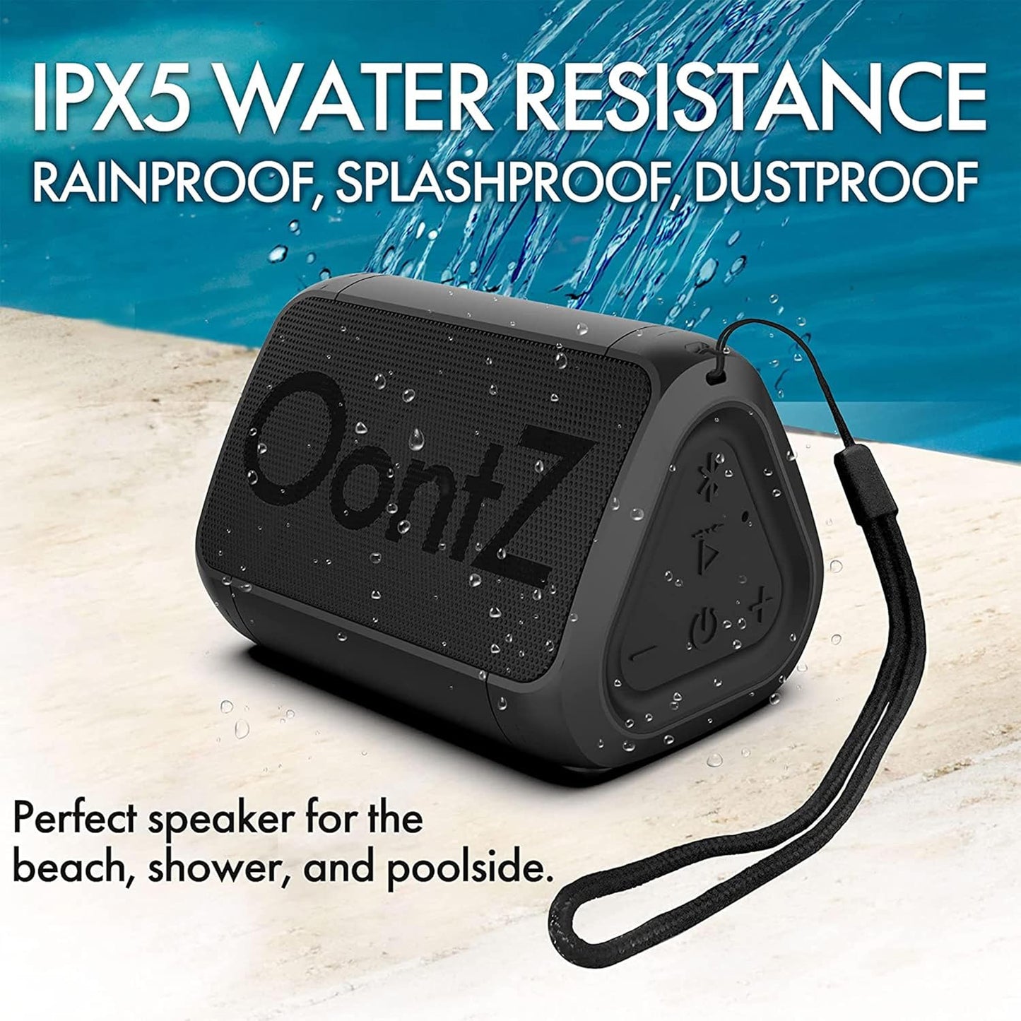 Oontz Angle Solo Portable Bluetooth Speaker 5.0-5W Sound, 10-Hr Battery, 100Ft Wireless Range, IPX5 Water-Resistant, Budget-Friendly Small Speaker for Travel, Party, Outdoor or Home (Black)