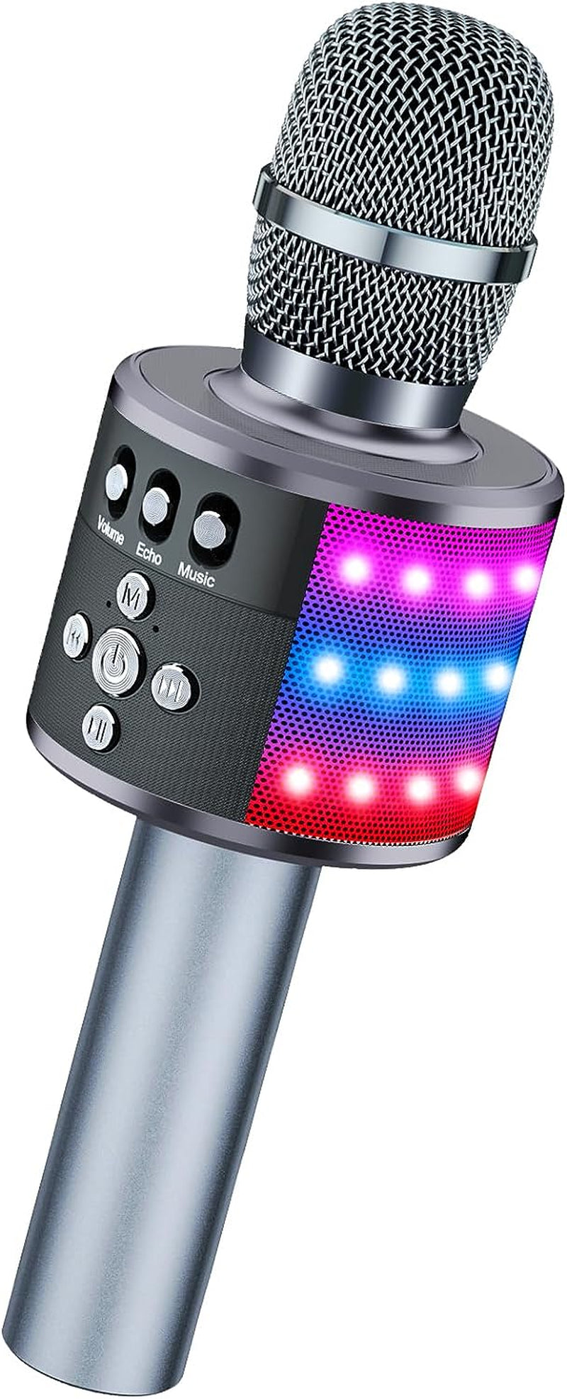 BONAOK Karaoke Microphone for Kids & Adults - Bluetooth Singing Mic with Disco Lights, Echo Effect, Built-In Speaker Portable for Party Travel Gifts Multipurpose Condenser Microphone Q78(Gold)