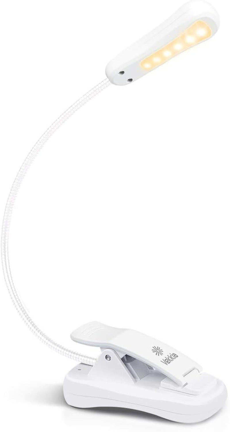 Vekkia Rechargeable 3000K LED Book Light, Easy Clip on Reading Lights for Reading in Bed. Perfect for Readers.