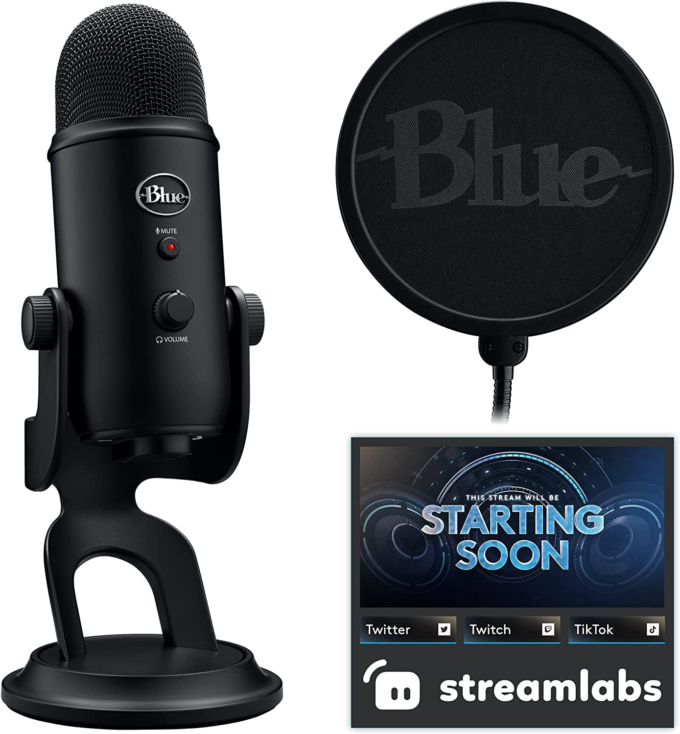 Logitech for Creators Blue Yeti USB Microphone for PC, Mac, Gaming, Recording, Streaming, Podcasting, Studio and Condenser Mic with VO!CE Effects, 4 Pickup Patterns, Plug and Play - Midnight Blue