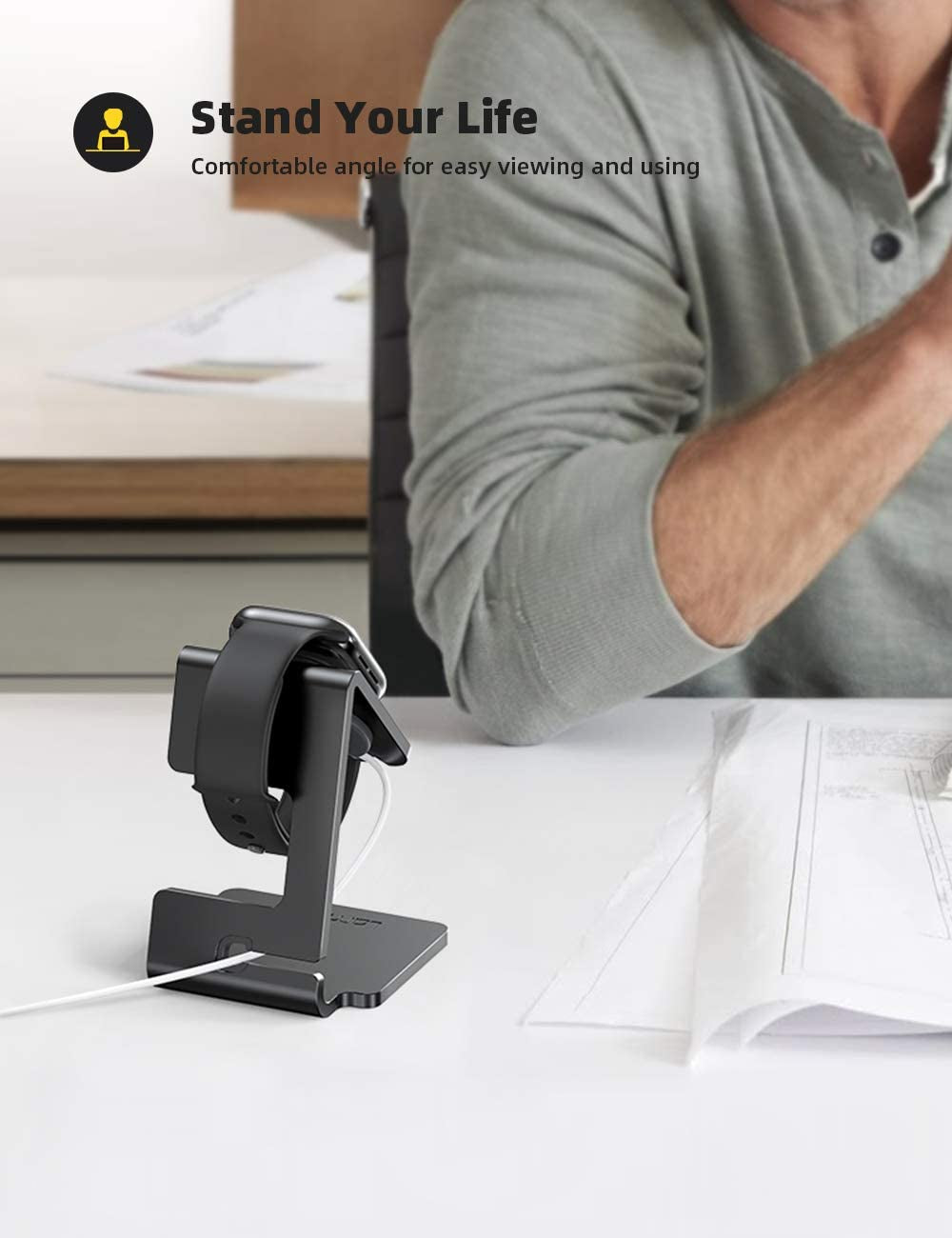 Lamicall Watch Stand for Apple Watch Magnetic Fast Charger - Desk Charging Stand Holder Dock for Apple Iwatch Series SE 10 9 8 7 6 5 4 3 2 1, Series Ultra(49Mm 46Mm 45Mm 44Mm 42Mm 41Mm 40Mm 38Mm)