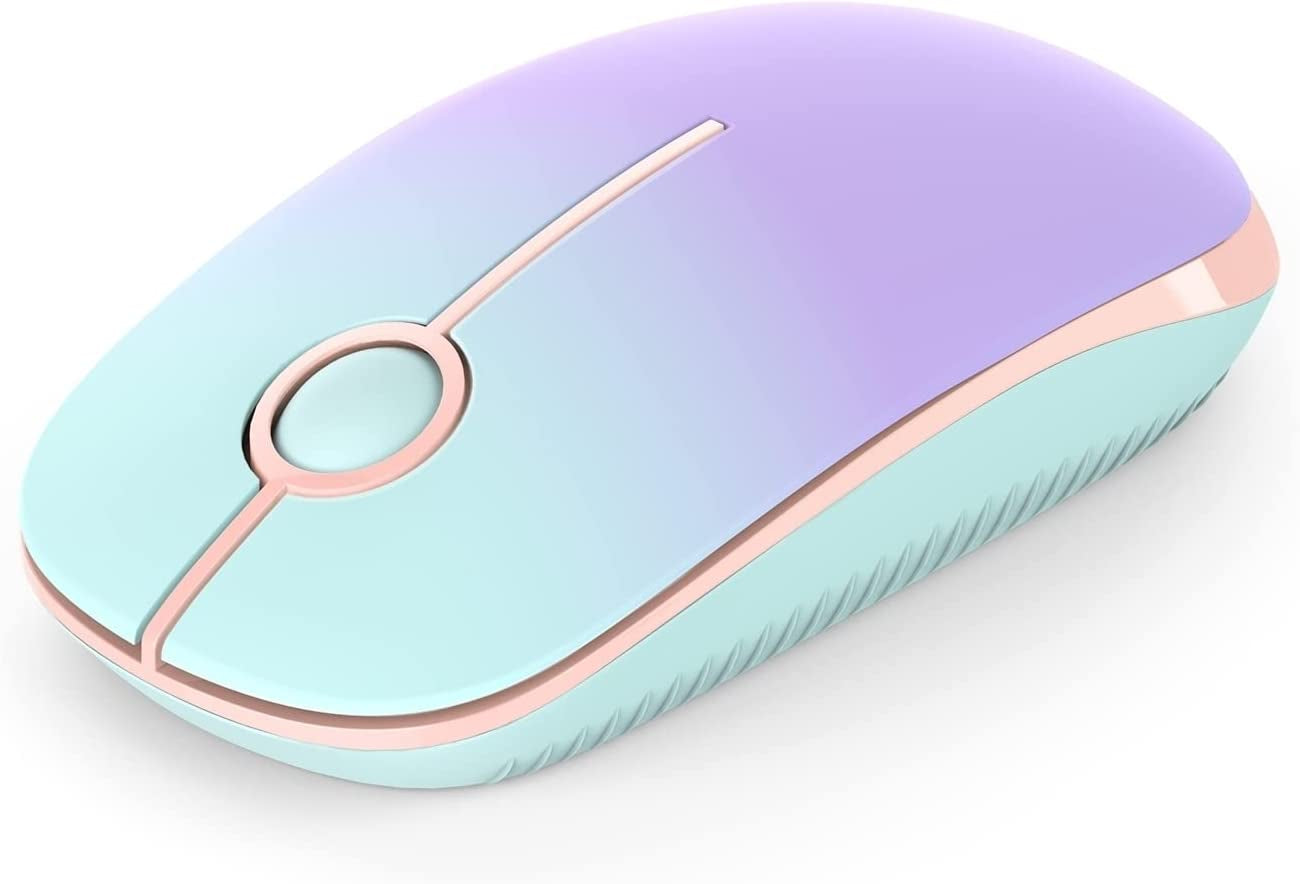 Vssoplor Wireless Mouse, 2.4G Slim Portable Computer Mouse with Nano Receiver Quiet Silent Optical Laptop Mouse for Notebook, PC, Laptop, Computer-White and Gold