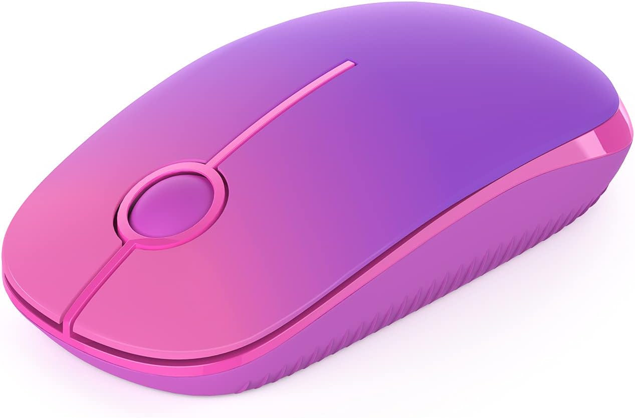 Vssoplor Wireless Mouse, 2.4G Slim Portable Computer Mouse with Nano Receiver Quiet Silent Optical Laptop Mouse for Notebook, PC, Laptop, Computer-White and Gold