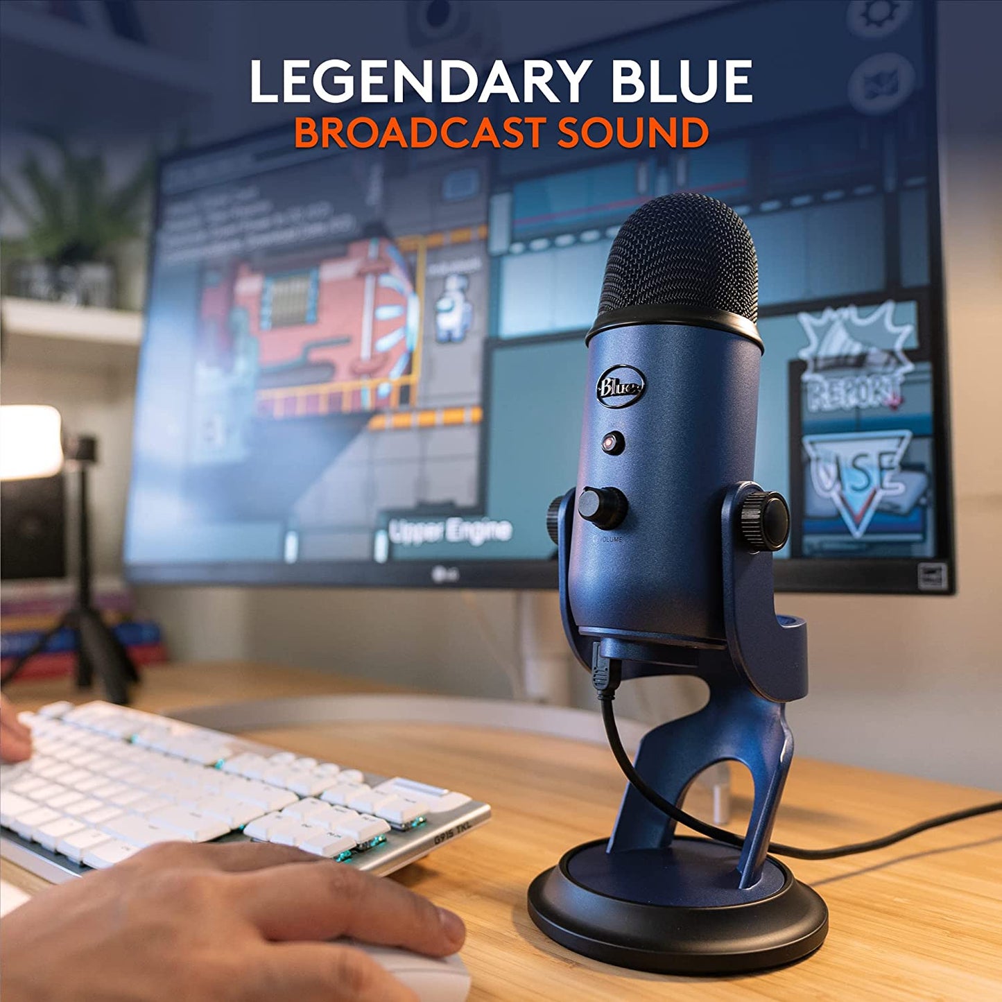 Logitech for Creators Blue Yeti USB Microphone for PC, Mac, Gaming, Recording, Streaming, Podcasting, Studio and Condenser Mic with VO!CE Effects, 4 Pickup Patterns, Plug and Play - Midnight Blue