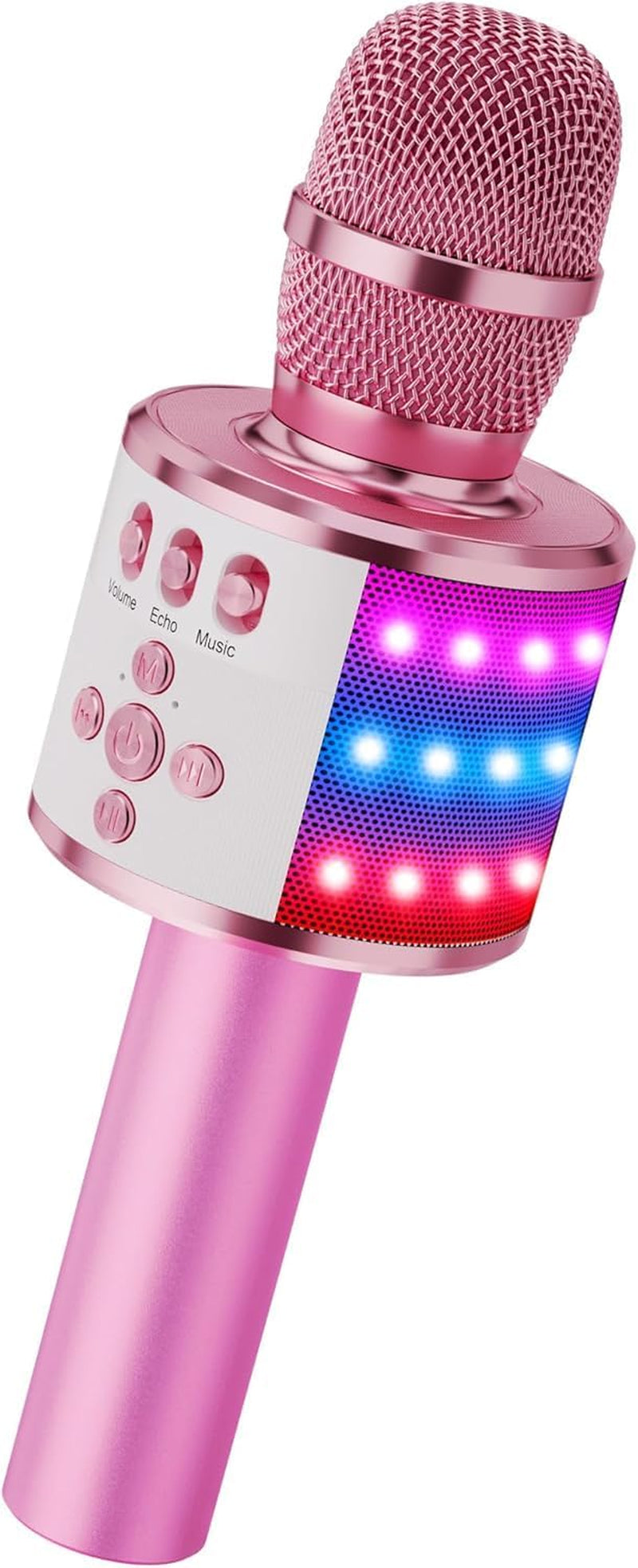BONAOK Karaoke Microphone for Kids & Adults - Bluetooth Singing Mic with Disco Lights, Echo Effect, Built-In Speaker Portable for Party Travel Gifts Multipurpose Condenser Microphone Q78(Gold)