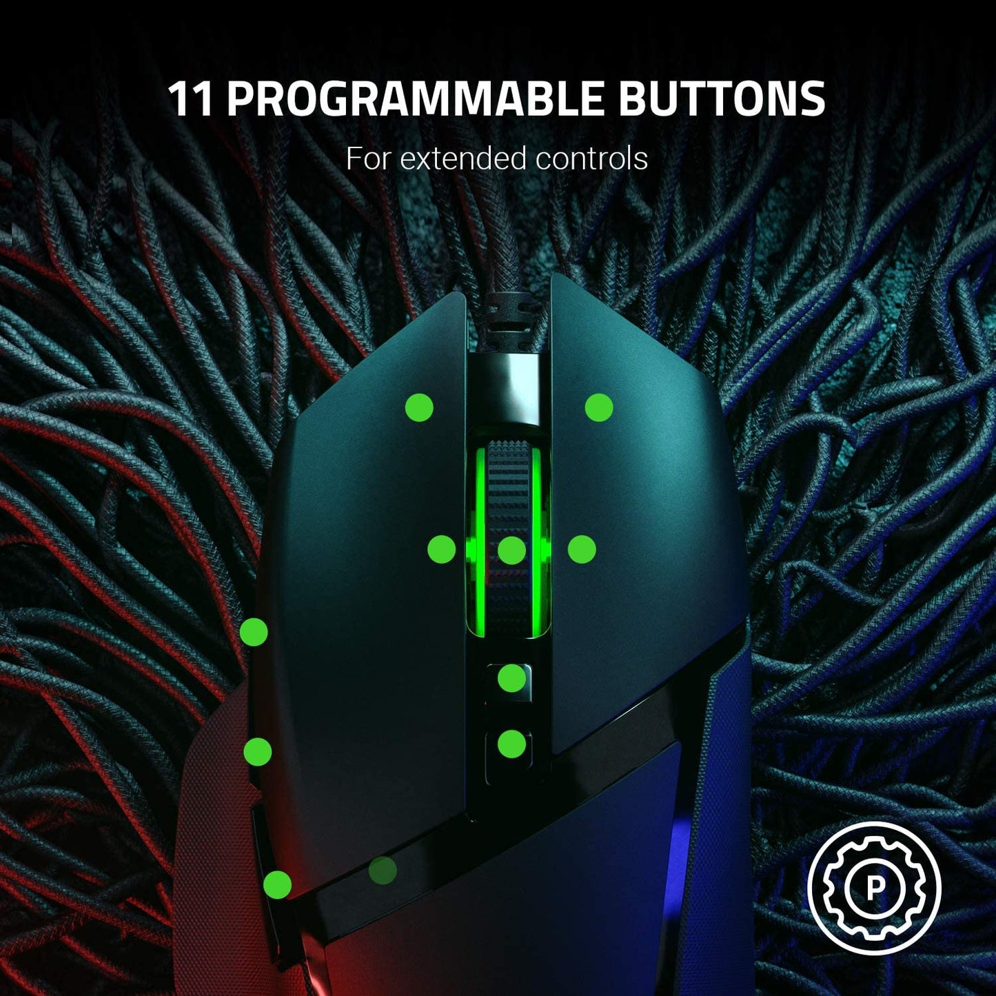 Razer Basilisk V2 Wired Gaming Mouse: 20K DPI Optical Sensor, Fastest Gaming Mouse Switch, Chroma RGB Lighting, 11 Programmable Buttons, Classic Black