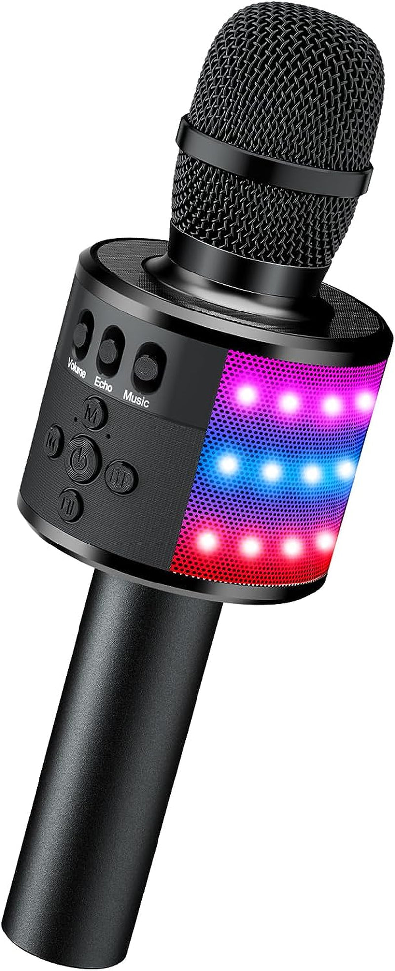 BONAOK Karaoke Microphone for Kids & Adults - Bluetooth Singing Mic with Disco Lights, Echo Effect, Built-In Speaker Portable for Party Travel Gifts Multipurpose Condenser Microphone Q78(Gold)