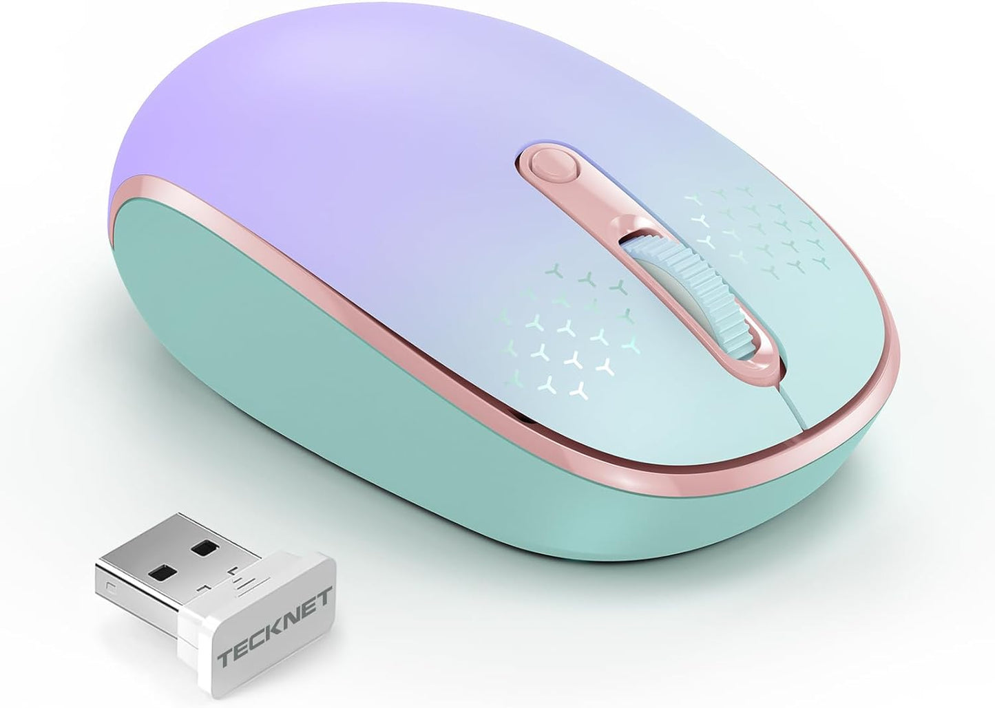 TECKNET Wireless Mouse, 2.4G Quiet Computer Mouse with USB Receiver, 4 Buttons Portable Cordless Mice for Chromebook, Laptop, PC, Mac, 800/1200/1600 DPI - Black