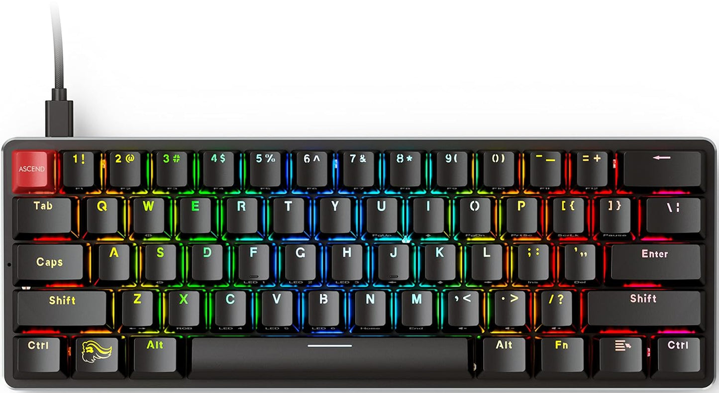 Glorious Custom Gaming Keyboard - GMMK 60% Percent Compact - USB C Wired Mechanical Keyboard - RGB Hot Swappable Switches & Keycaps - Black Metal Top Plate