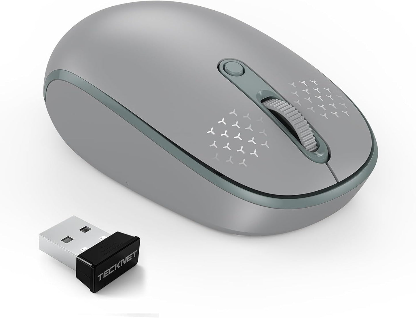 TECKNET Wireless Mouse, 2.4G Quiet Computer Mouse with USB Receiver, 4 Buttons Portable Cordless Mice for Chromebook, Laptop, PC, Mac, 800/1200/1600 DPI - Black