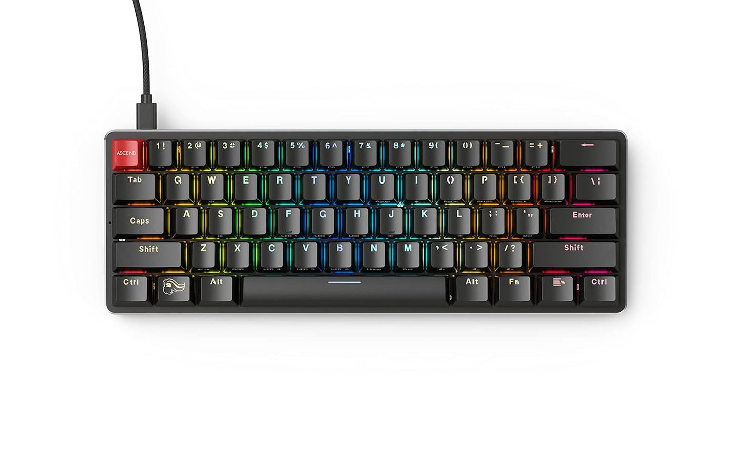 Glorious Custom Gaming Keyboard - GMMK 60% Percent Compact - USB C Wired Mechanical Keyboard - RGB Hot Swappable Switches & Keycaps - Black Metal Top Plate