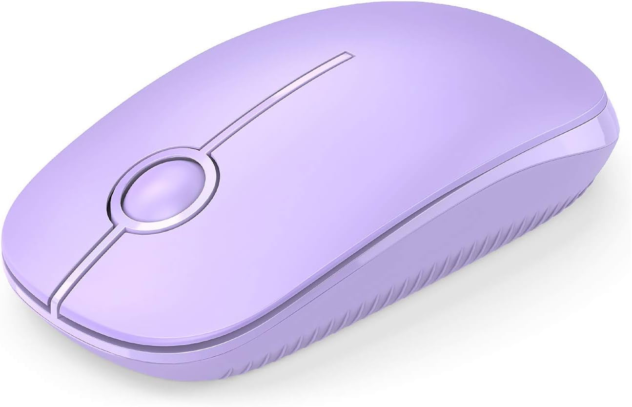Vssoplor Wireless Mouse, 2.4G Slim Portable Computer Mouse with Nano Receiver Quiet Silent Optical Laptop Mouse for Notebook, PC, Laptop, Computer-White and Gold
