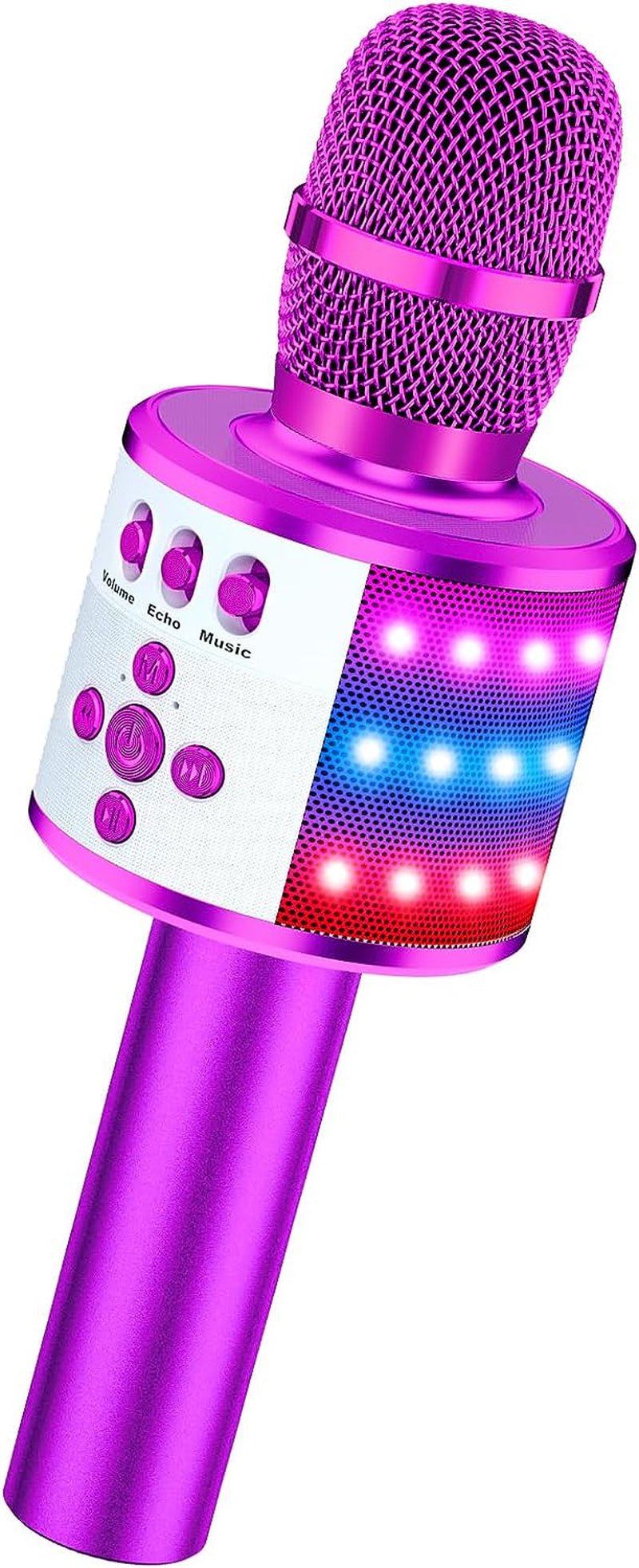 BONAOK Karaoke Microphone for Kids & Adults - Bluetooth Singing Mic with Disco Lights, Echo Effect, Built-In Speaker Portable for Party Travel Gifts Multipurpose Condenser Microphone Q78(Gold)