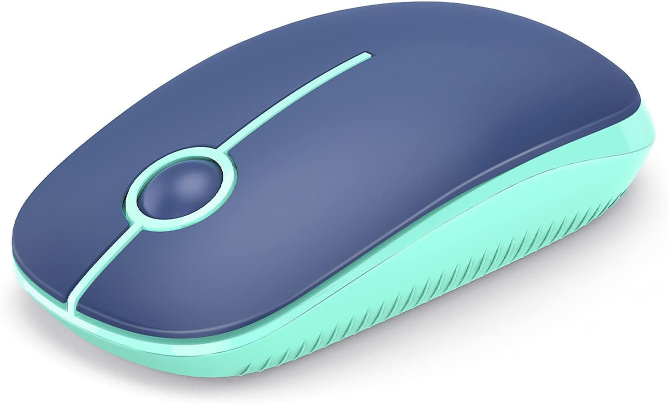 Vssoplor Wireless Mouse, 2.4G Slim Portable Computer Mouse with Nano Receiver Quiet Silent Optical Laptop Mouse for Notebook, PC, Laptop, Computer-White and Gold