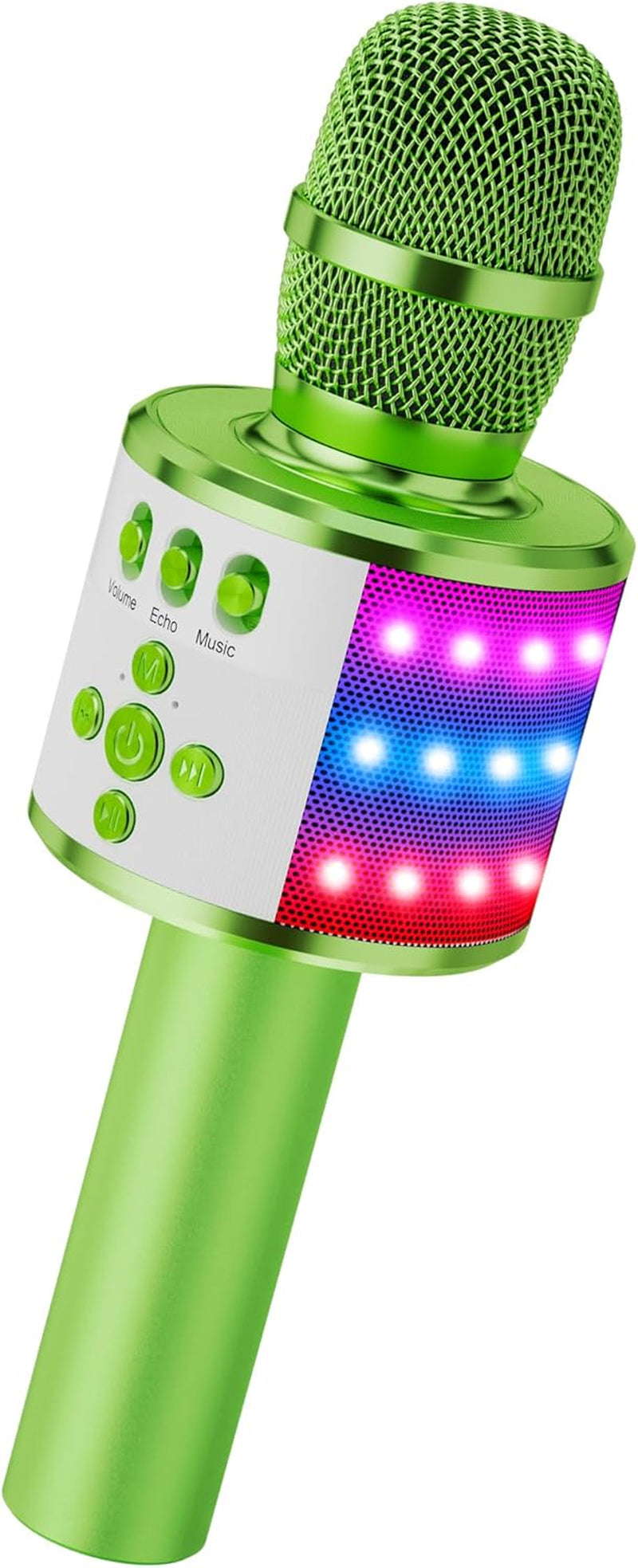 BONAOK Karaoke Microphone for Kids & Adults - Bluetooth Singing Mic with Disco Lights, Echo Effect, Built-In Speaker Portable for Party Travel Gifts Multipurpose Condenser Microphone Q78(Gold)