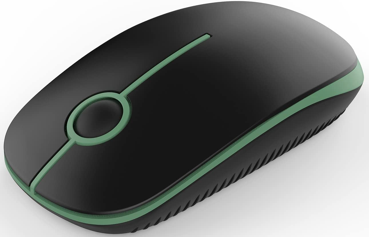 Vssoplor Wireless Mouse, 2.4G Slim Portable Computer Mouse with Nano Receiver Quiet Silent Optical Laptop Mouse for Notebook, PC, Laptop, Computer-White and Gold