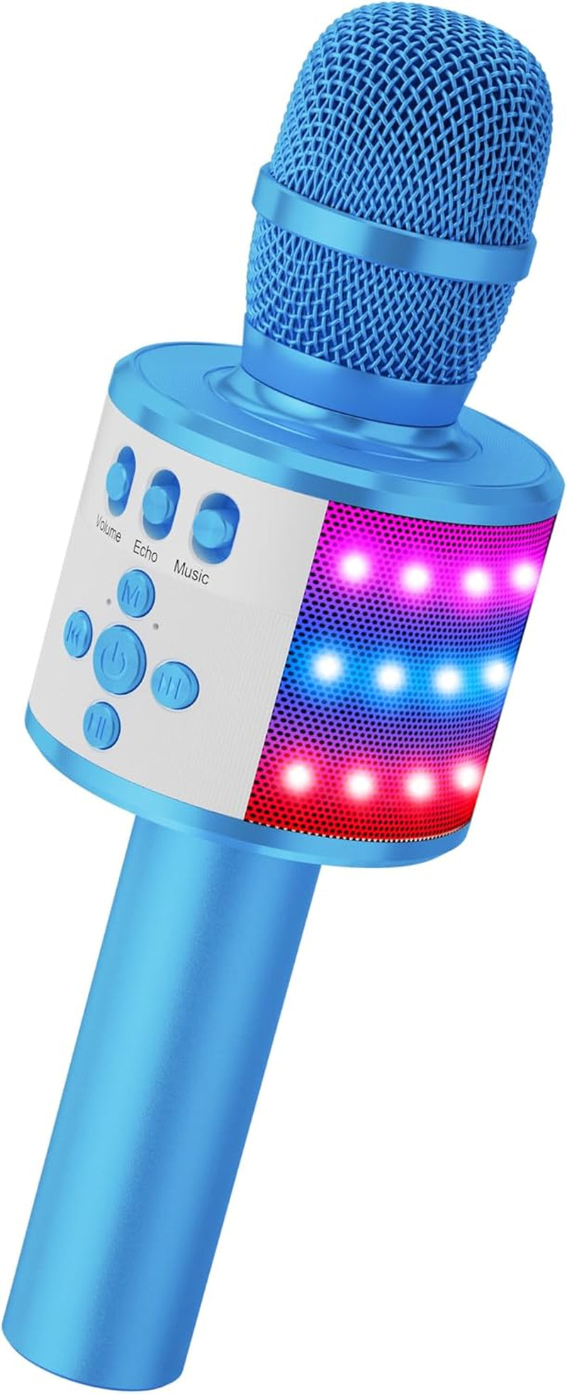 BONAOK Karaoke Microphone for Kids & Adults - Bluetooth Singing Mic with Disco Lights, Echo Effect, Built-In Speaker Portable for Party Travel Gifts Multipurpose Condenser Microphone Q78(Gold)
