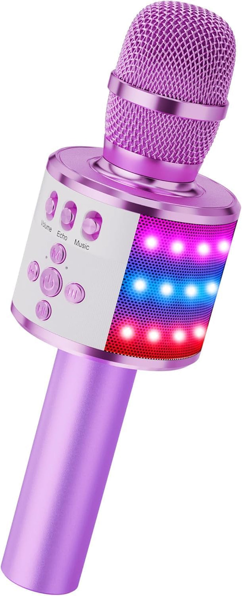 BONAOK Karaoke Microphone for Kids & Adults - Bluetooth Singing Mic with Disco Lights, Echo Effect, Built-In Speaker Portable for Party Travel Gifts Multipurpose Condenser Microphone Q78(Gold)