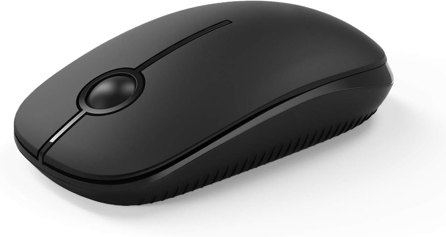Vssoplor Wireless Mouse, 2.4G Slim Portable Computer Mouse with Nano Receiver Quiet Silent Optical Laptop Mouse for Notebook, PC, Laptop, Computer-White and Gold