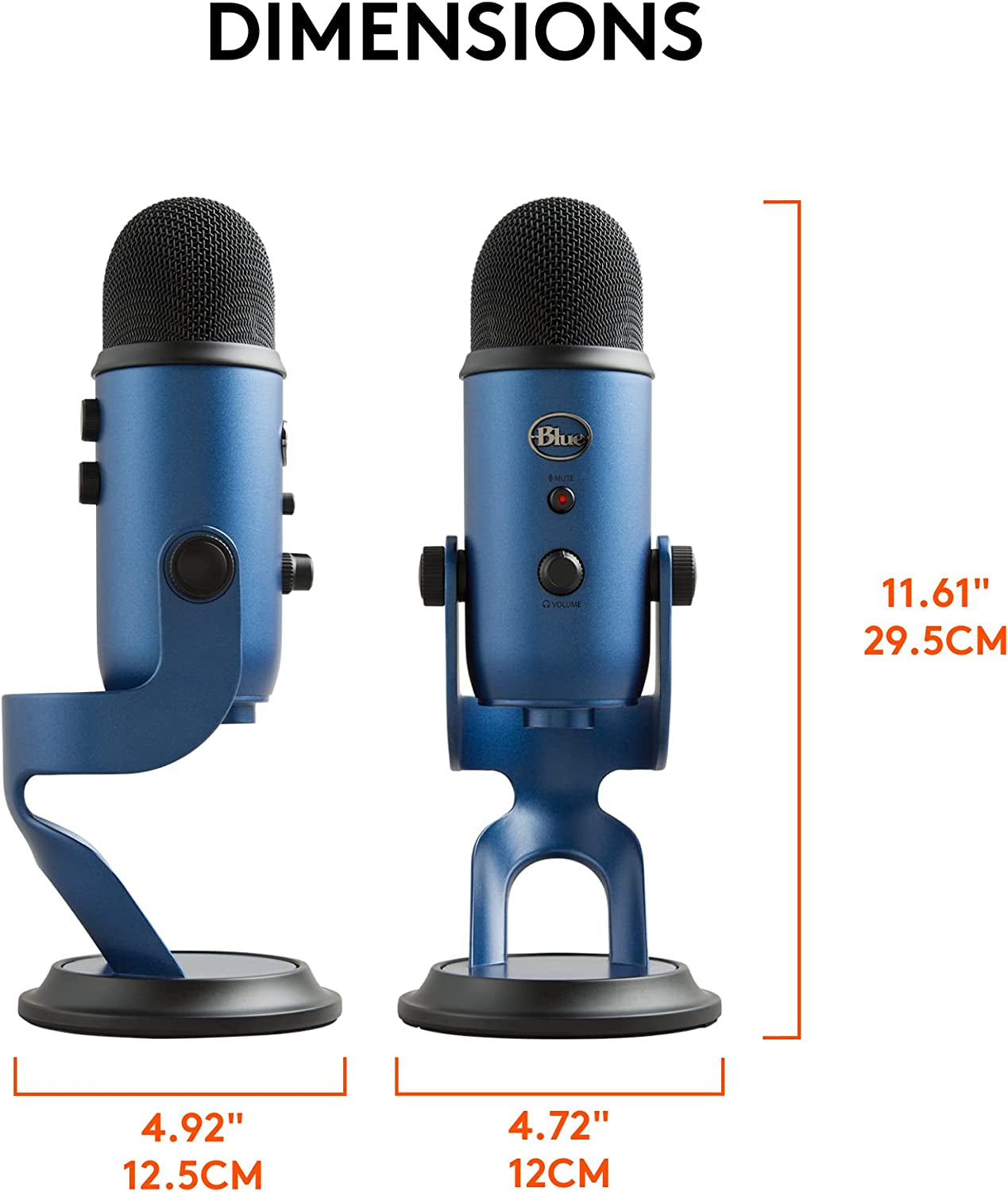 Logitech for Creators Blue Yeti USB Microphone for PC, Mac, Gaming, Recording, Streaming, Podcasting, Studio and Condenser Mic with VO!CE Effects, 4 Pickup Patterns, Plug and Play - Midnight Blue