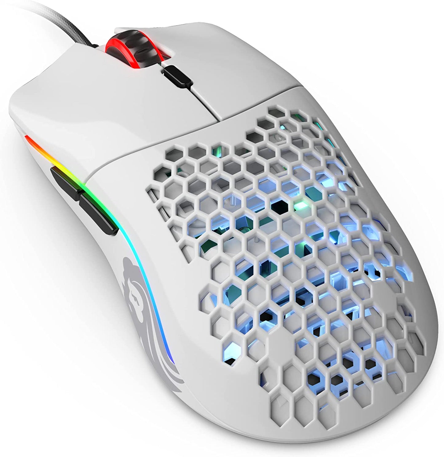 Glorious Model D Wired Gaming Mouse - 68G Superlight Honeycomb Design, RGB, Ergonomic, Pixart 3360 Sensor, Omron Switches, PTFE Feet, 6 Buttons - Glossy White