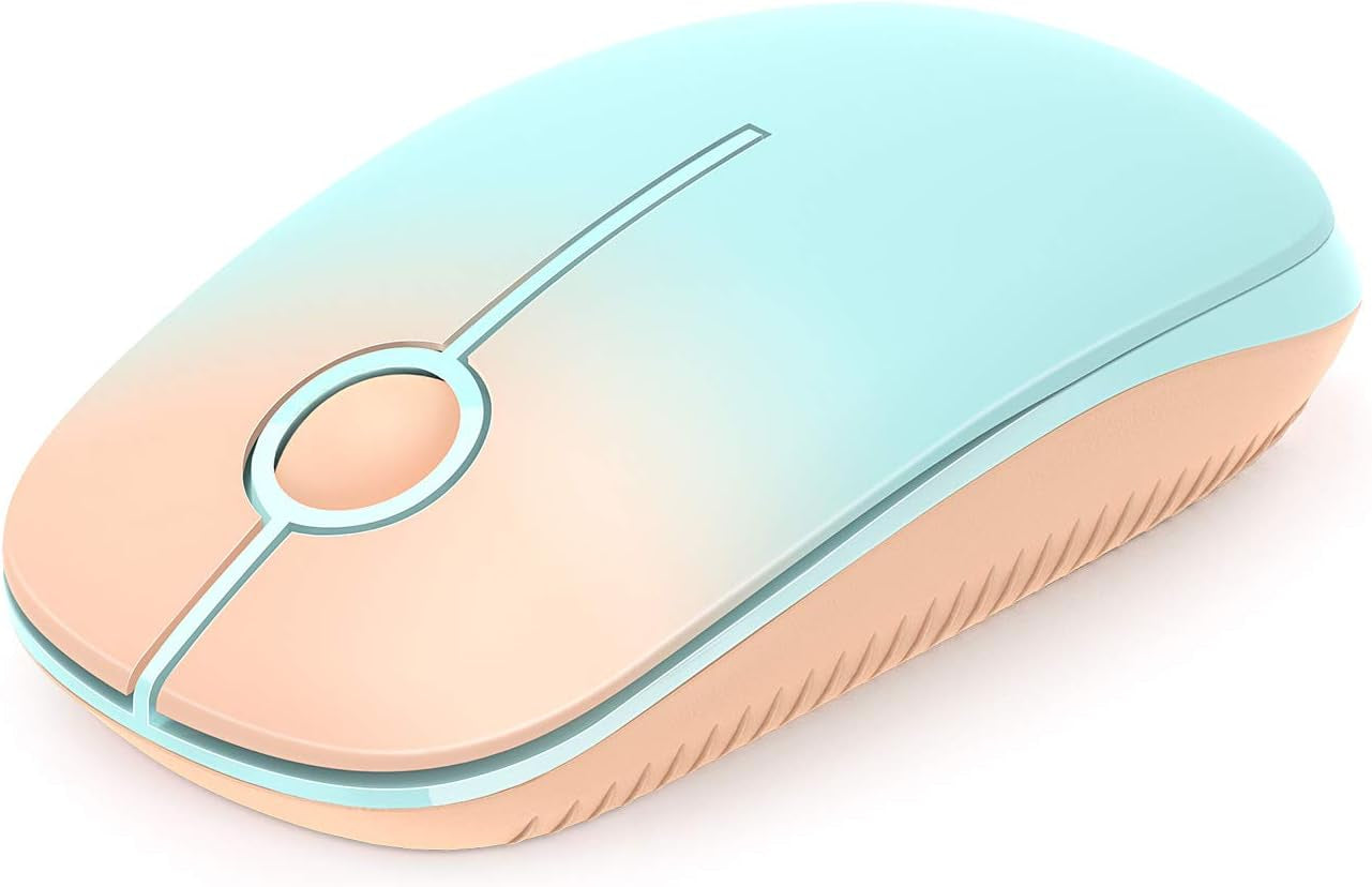 Vssoplor Wireless Mouse, 2.4G Slim Portable Computer Mouse with Nano Receiver Quiet Silent Optical Laptop Mouse for Notebook, PC, Laptop, Computer-White and Gold