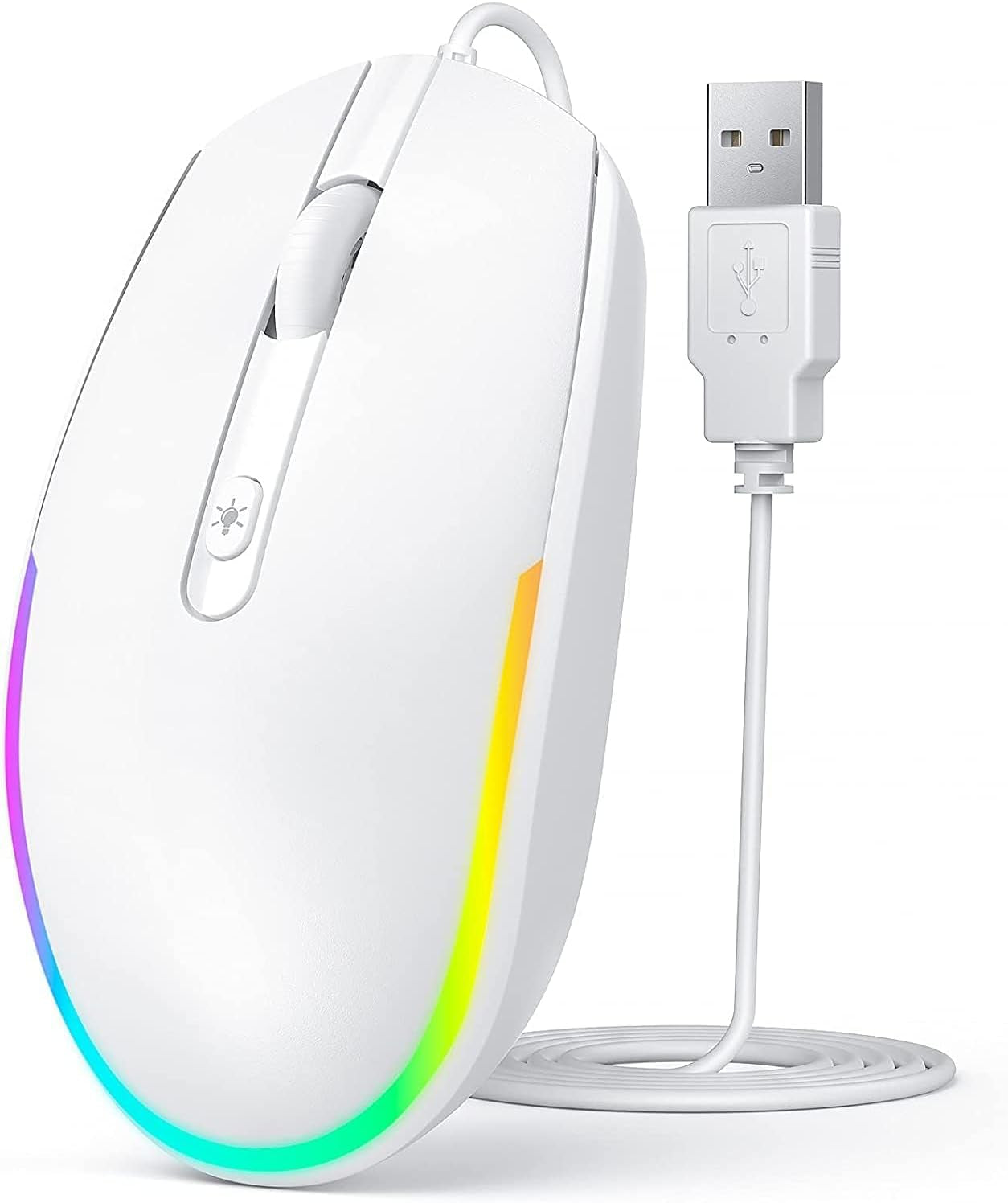 Seenda Wired Mouse - USB Computer Mouse with RGB Backlit Optical LED, Attached USB Cord for Laptops, Notebooks, Chromebook - Purple