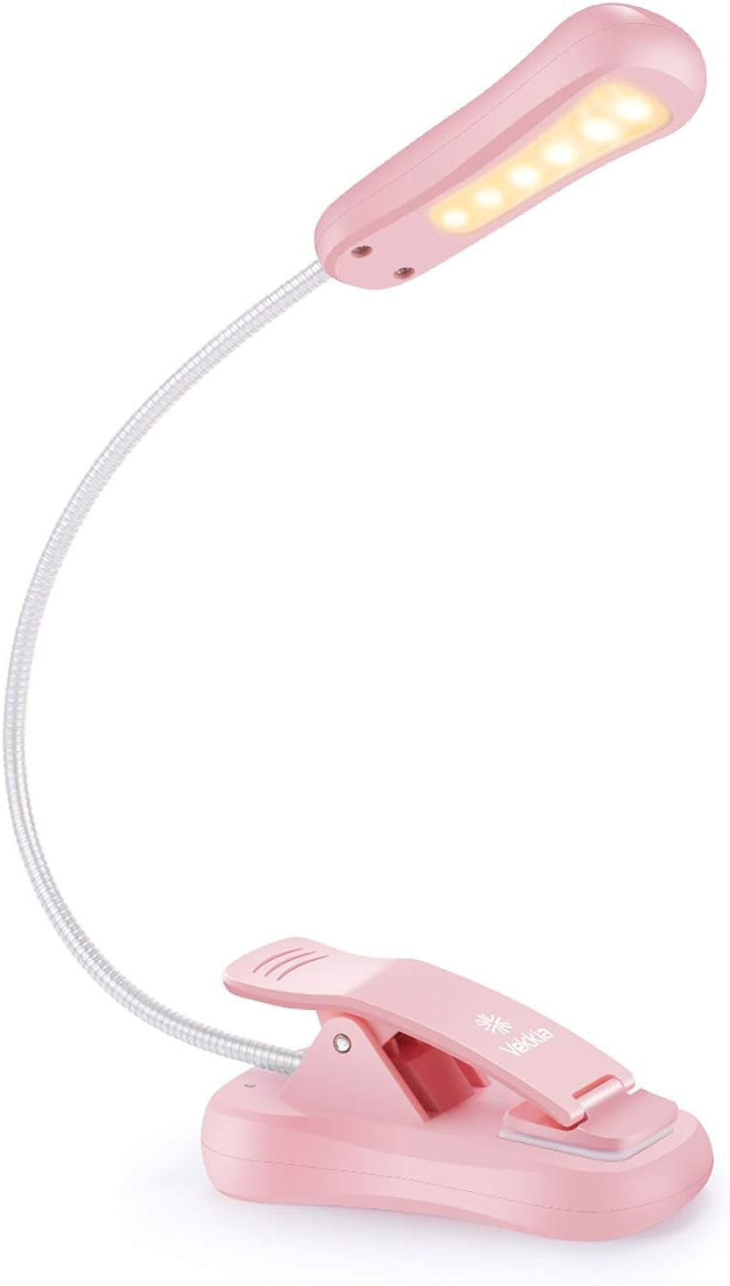 Vekkia Rechargeable 3000K LED Book Light, Easy Clip on Reading Lights for Reading in Bed. Perfect for Readers.