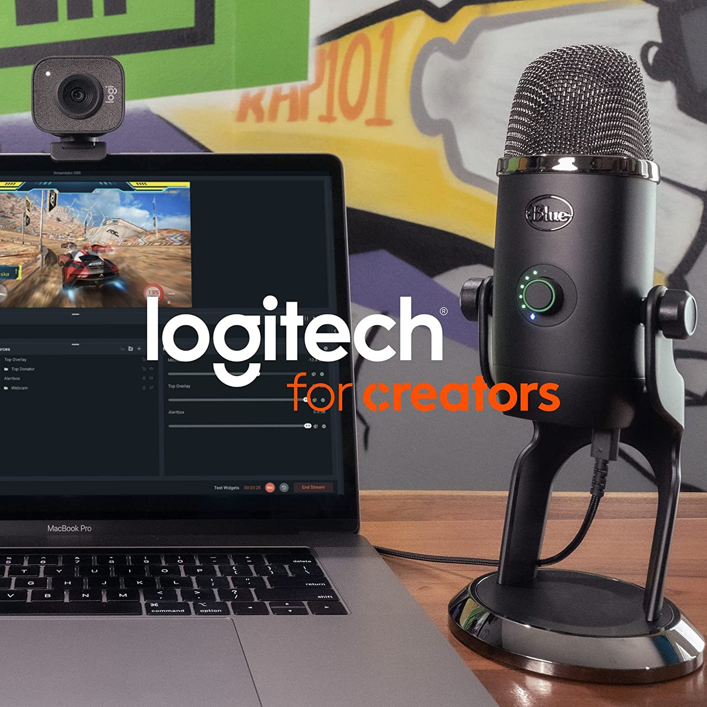 Logitech for Creators Blue Yeti USB Microphone for PC, Mac, Gaming, Recording, Streaming, Podcasting, Studio and Condenser Mic with VO!CE Effects, 4 Pickup Patterns, Plug and Play - Midnight Blue