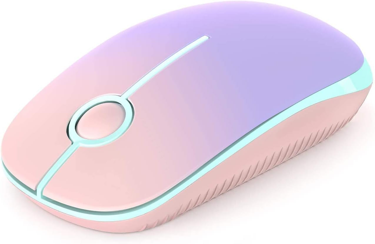 Vssoplor Wireless Mouse, 2.4G Slim Portable Computer Mouse with Nano Receiver Quiet Silent Optical Laptop Mouse for Notebook, PC, Laptop, Computer-White and Gold