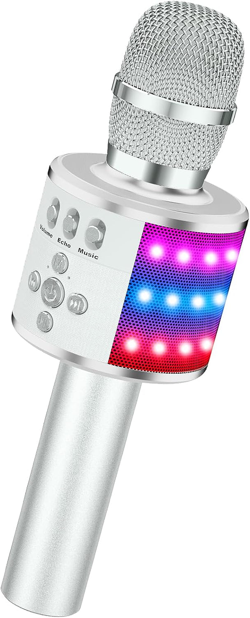 BONAOK Karaoke Microphone for Kids & Adults - Bluetooth Singing Mic with Disco Lights, Echo Effect, Built-In Speaker Portable for Party Travel Gifts Multipurpose Condenser Microphone Q78(Gold)