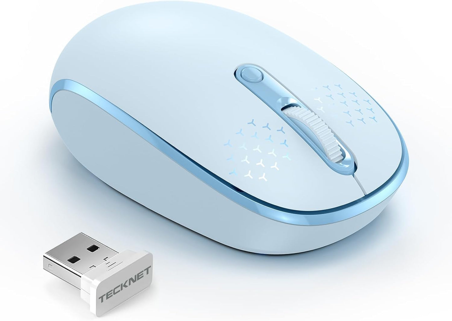 TECKNET Wireless Mouse, 2.4G Quiet Computer Mouse with USB Receiver, 4 Buttons Portable Cordless Mice for Chromebook, Laptop, PC, Mac, 800/1200/1600 DPI - Black