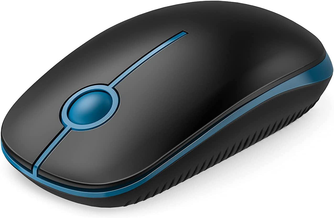 Vssoplor Wireless Mouse, 2.4G Slim Portable Computer Mouse with Nano Receiver Quiet Silent Optical Laptop Mouse for Notebook, PC, Laptop, Computer-White and Gold