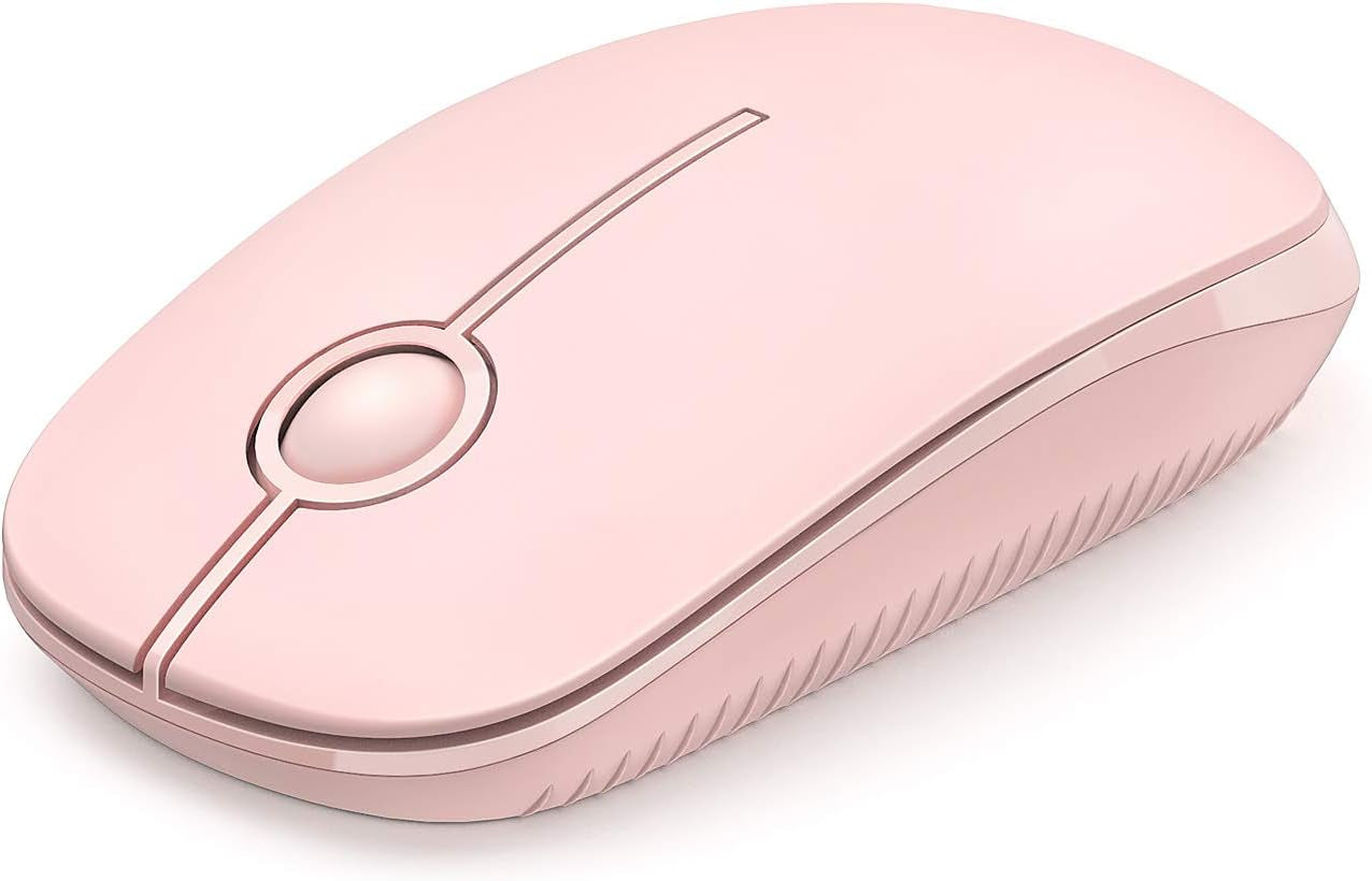 Vssoplor Wireless Mouse, 2.4G Slim Portable Computer Mouse with Nano Receiver Quiet Silent Optical Laptop Mouse for Notebook, PC, Laptop, Computer-White and Gold
