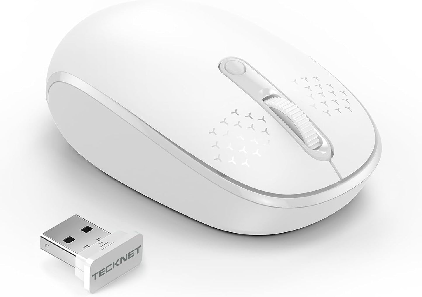TECKNET Wireless Mouse, 2.4G Quiet Computer Mouse with USB Receiver, 4 Buttons Portable Cordless Mice for Chromebook, Laptop, PC, Mac, 800/1200/1600 DPI - Black