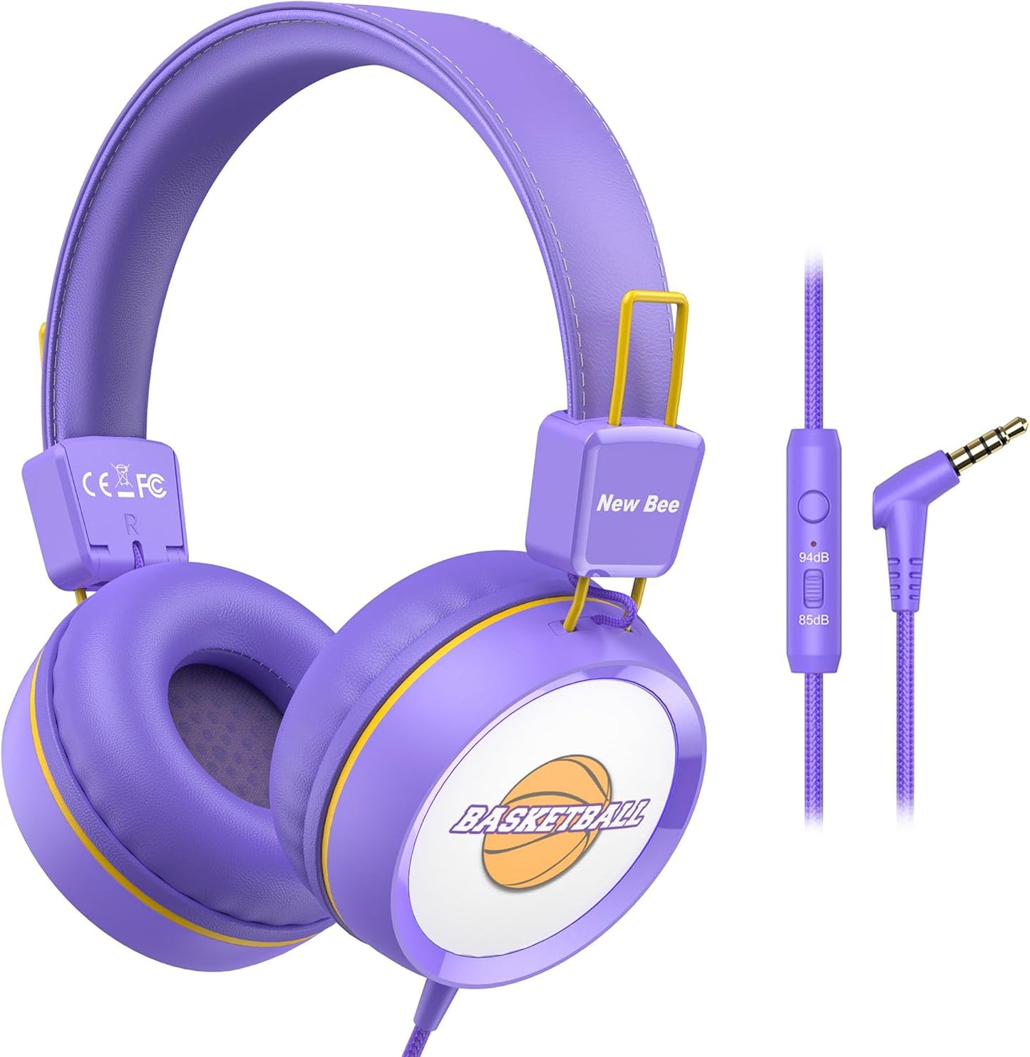 New Bee Kids Headphones for School with Microphone KH20 HD Stereo Safe Volume Limited 85Db/94Db Foldable Lightweight On-Ear Headphone for Pc/Mac/Android/Kindle/Tablet/Pad (Deep Blue)