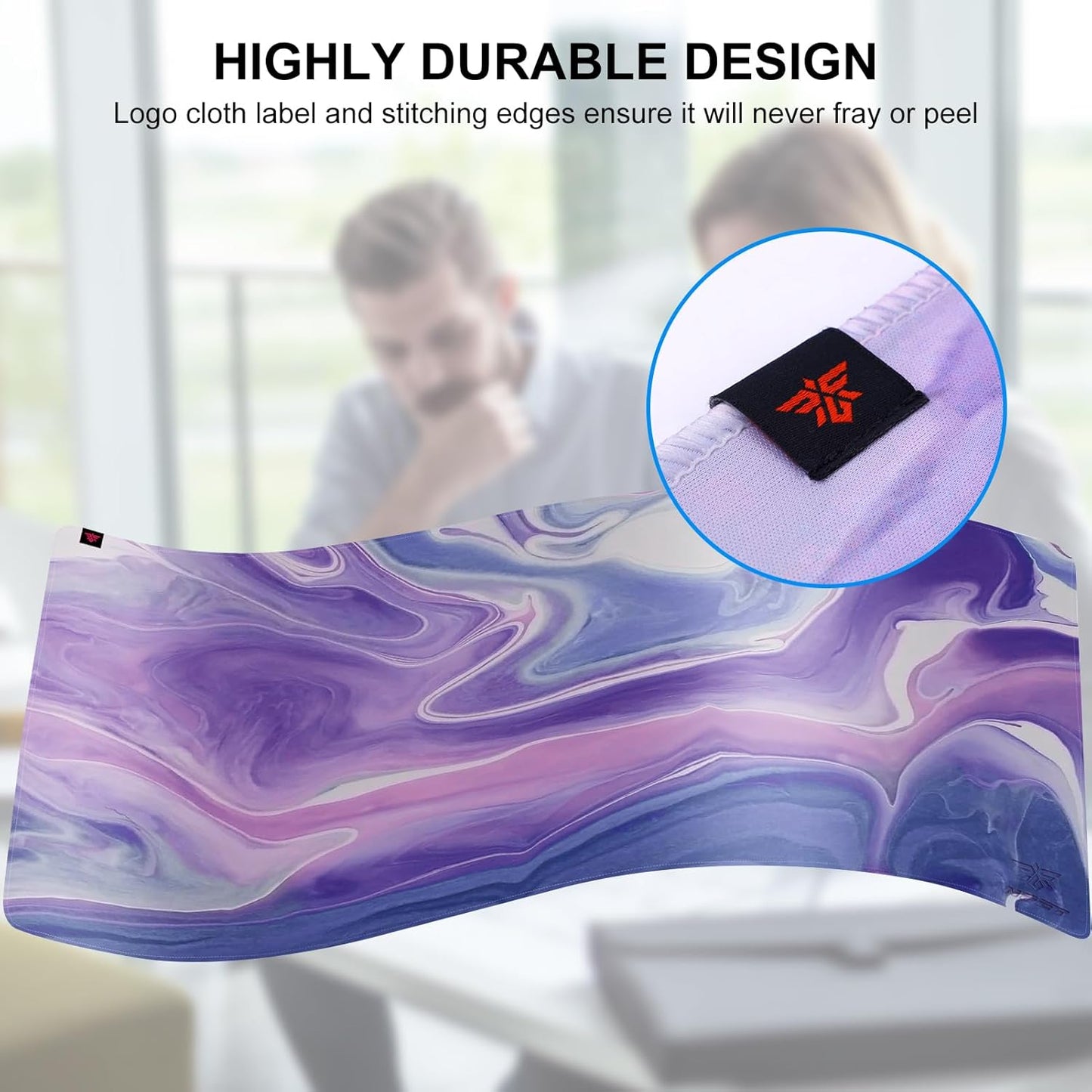 NPET MP02-SP Gaming Mouse Pad, Cloth Mouse Pad, Anti-Slip Base, RGB Backlit, Stitched Edges, Water-Resistant, Optimized for Gaming Sensors, XL