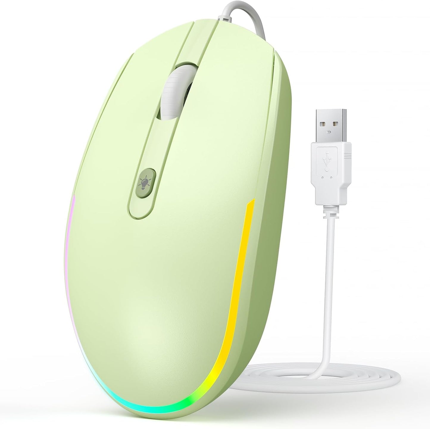 Seenda Wired Mouse - USB Computer Mouse with RGB Backlit Optical LED, Attached USB Cord for Laptops, Notebooks, Chromebook - Purple