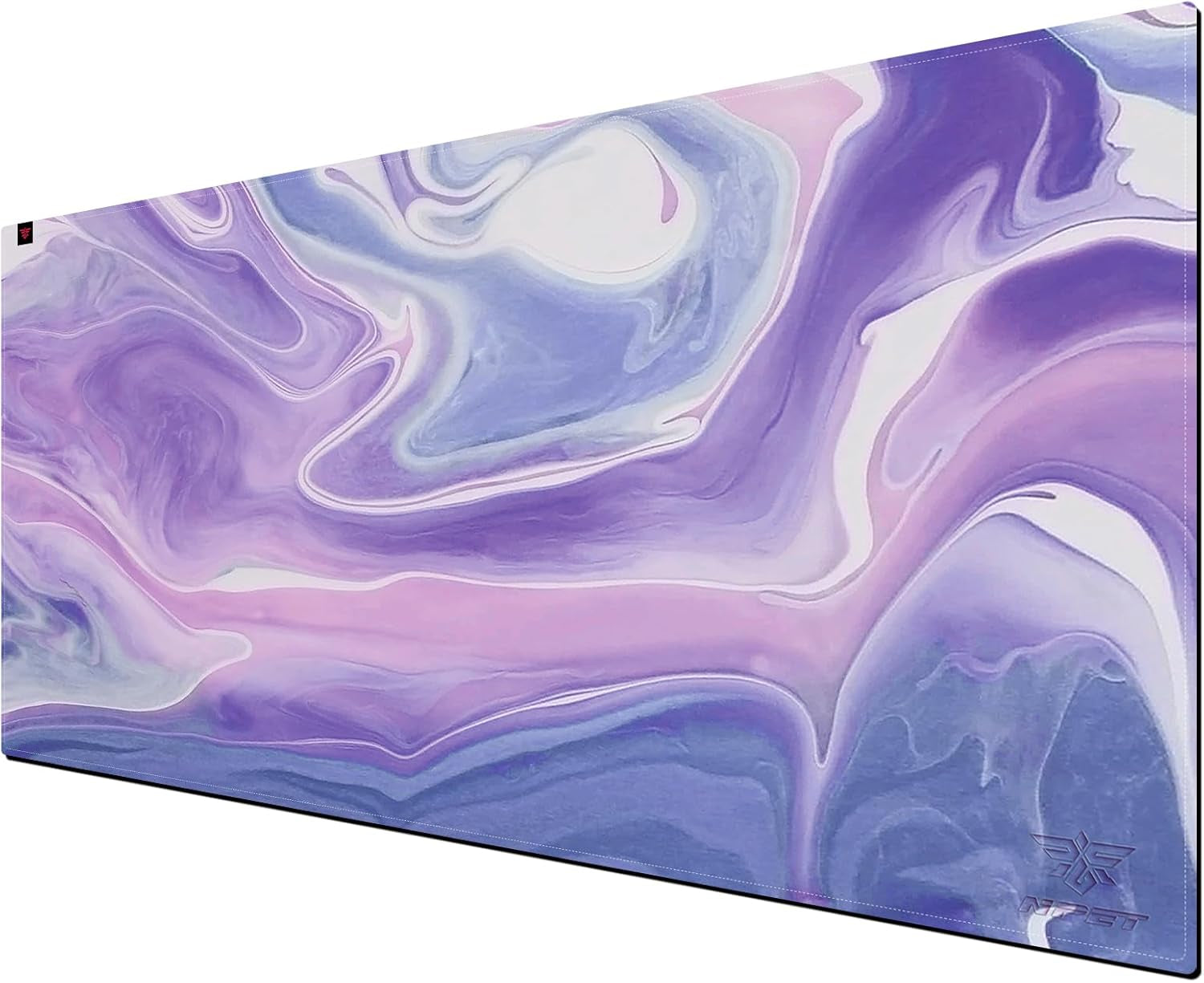 NPET MP02-SP Gaming Mouse Pad, Cloth Mouse Pad, Anti-Slip Base, RGB Backlit, Stitched Edges, Water-Resistant, Optimized for Gaming Sensors, XL
