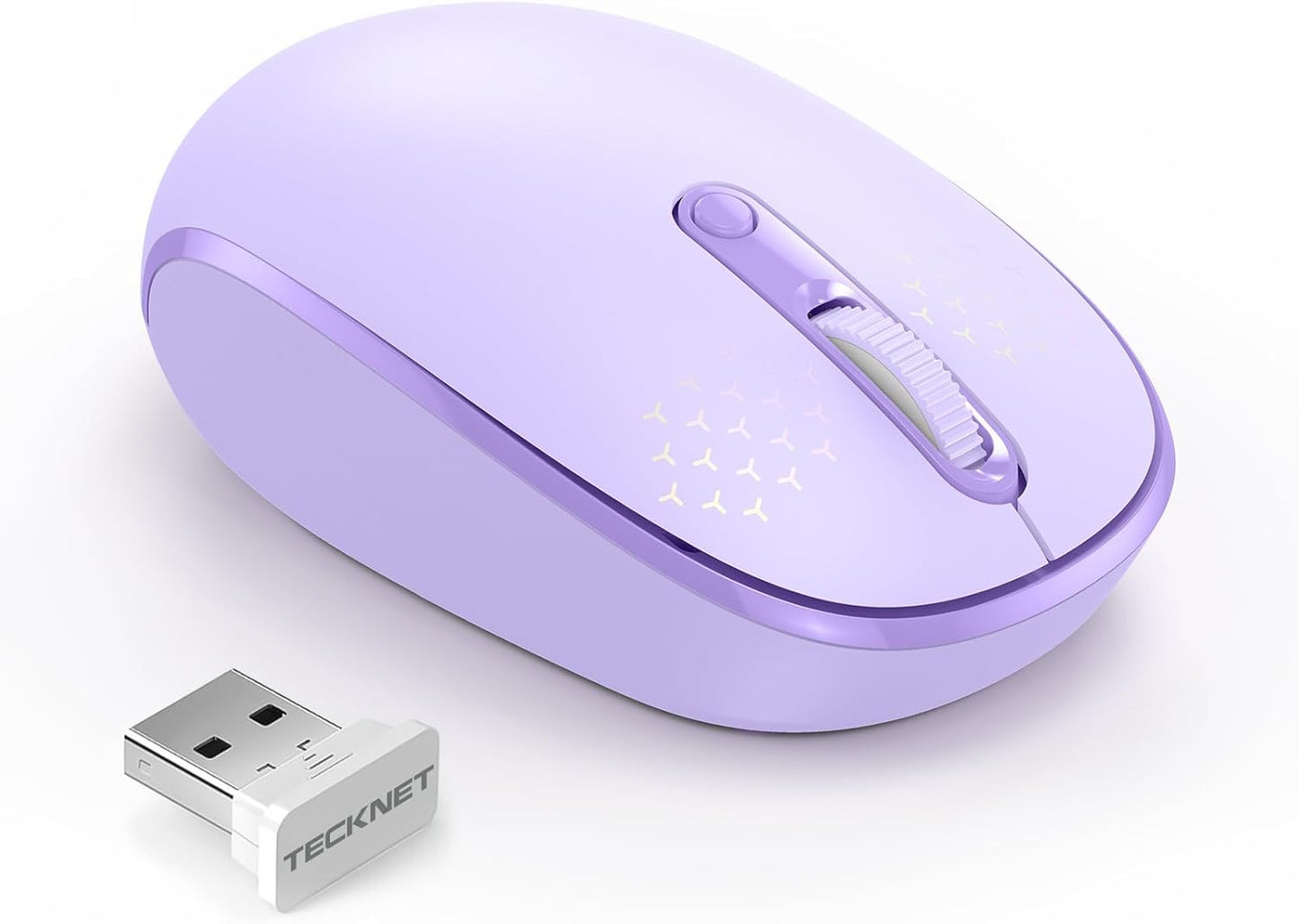 TECKNET Wireless Mouse, 2.4G Quiet Computer Mouse with USB Receiver, 4 Buttons Portable Cordless Mice for Chromebook, Laptop, PC, Mac, 800/1200/1600 DPI - Black