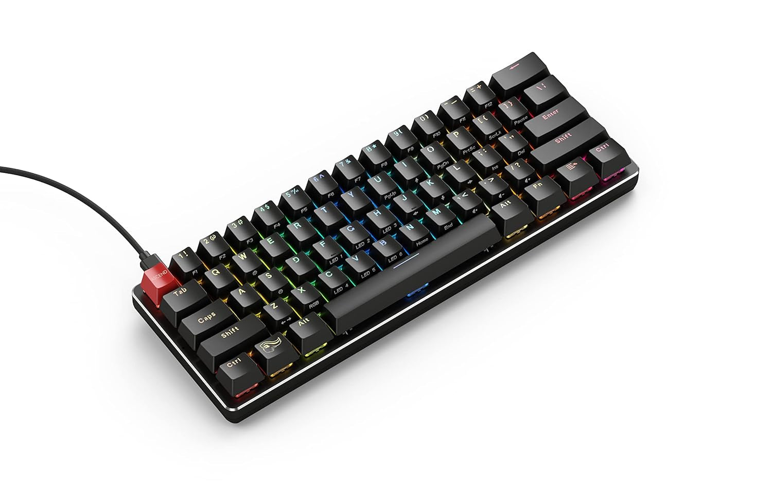 Glorious Custom Gaming Keyboard - GMMK 60% Percent Compact - USB C Wired Mechanical Keyboard - RGB Hot Swappable Switches & Keycaps - Black Metal Top Plate