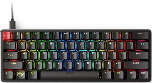 Glorious Custom Gaming Keyboard - GMMK 60% Percent Compact - USB C Wired Mechanical Keyboard - RGB Hot Swappable Switches & Keycaps - Black Metal Top Plate
