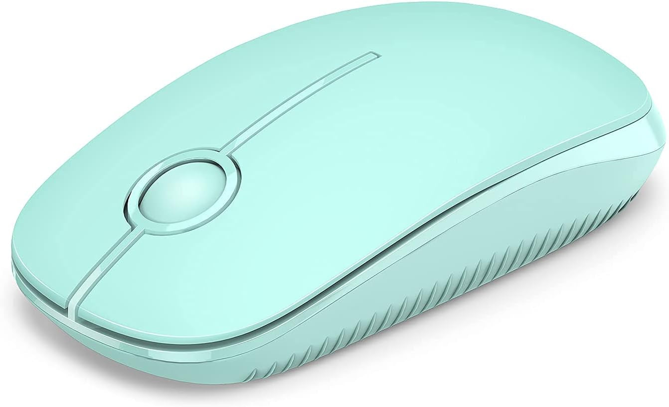 Vssoplor Wireless Mouse, 2.4G Slim Portable Computer Mouse with Nano Receiver Quiet Silent Optical Laptop Mouse for Notebook, PC, Laptop, Computer-White and Gold