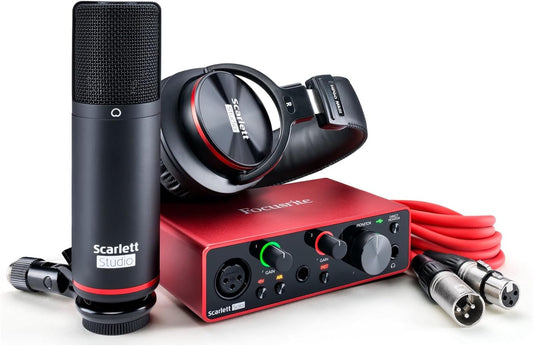 Focusrite Scarlett Solo Studio 3Rd Gen USB Audio Interface Bundle for the Guitarist, Vocalist or Producer with Condenser Microphone and Headphones for Recording, Songwriting, Streaming and Podcasting