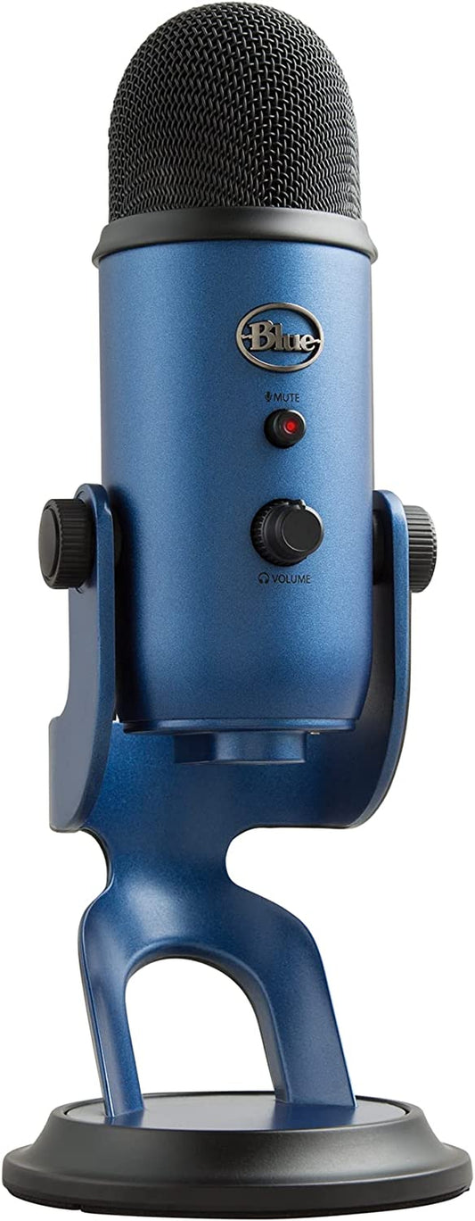 Logitech for Creators Blue Yeti USB Microphone for PC, Mac, Gaming, Recording, Streaming, Podcasting, Studio and Condenser Mic with VO!CE Effects, 4 Pickup Patterns, Plug and Play - Midnight Blue