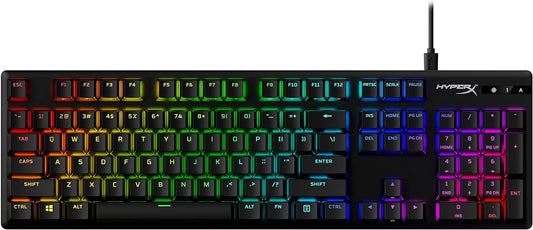 Hyperx Alloy Origins PBT - Mechanical Gaming Keyboard, Keycaps, RGB Lighting, Compact, Aluminum Body, Adjustable Feet, Customizable with NGENUITY, Onboard Memory Clicky Switch, Black